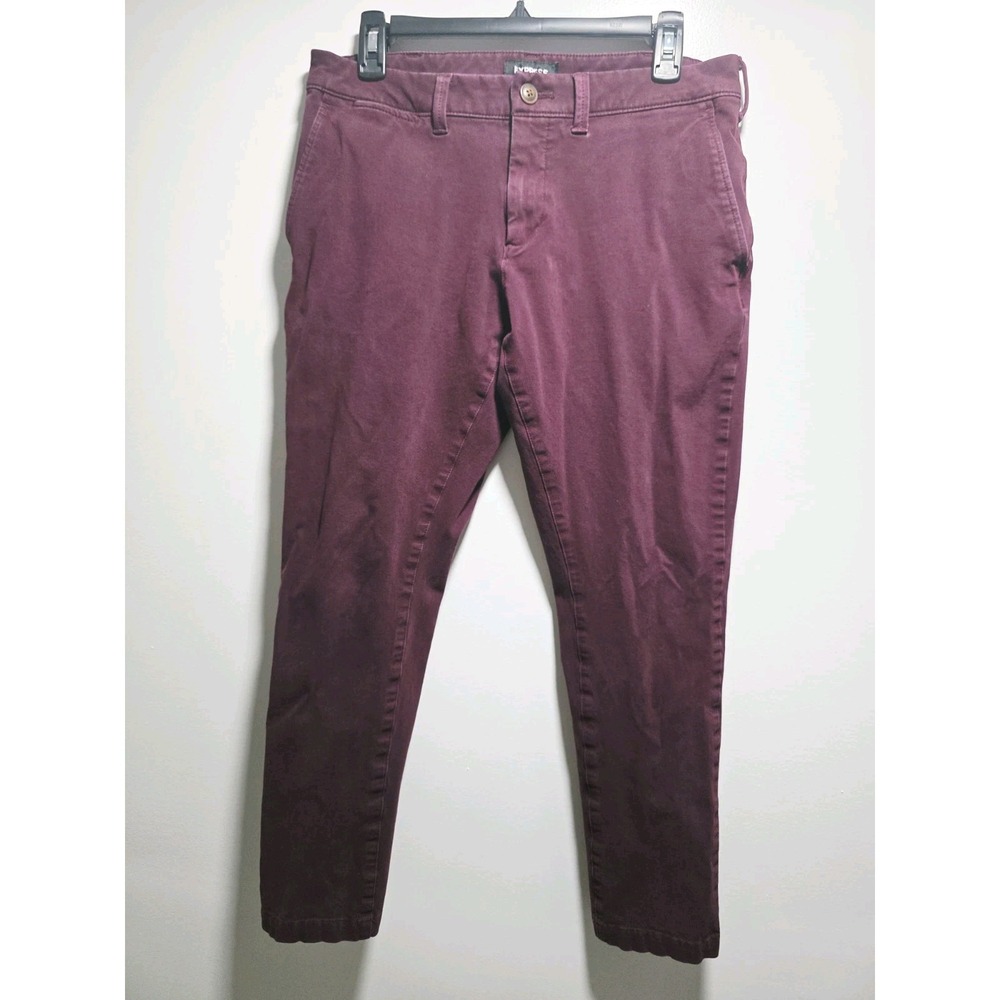 Express Mens Chino Pants Jeans Stretch Super Skinny  Size 30 × 30 Red Wine